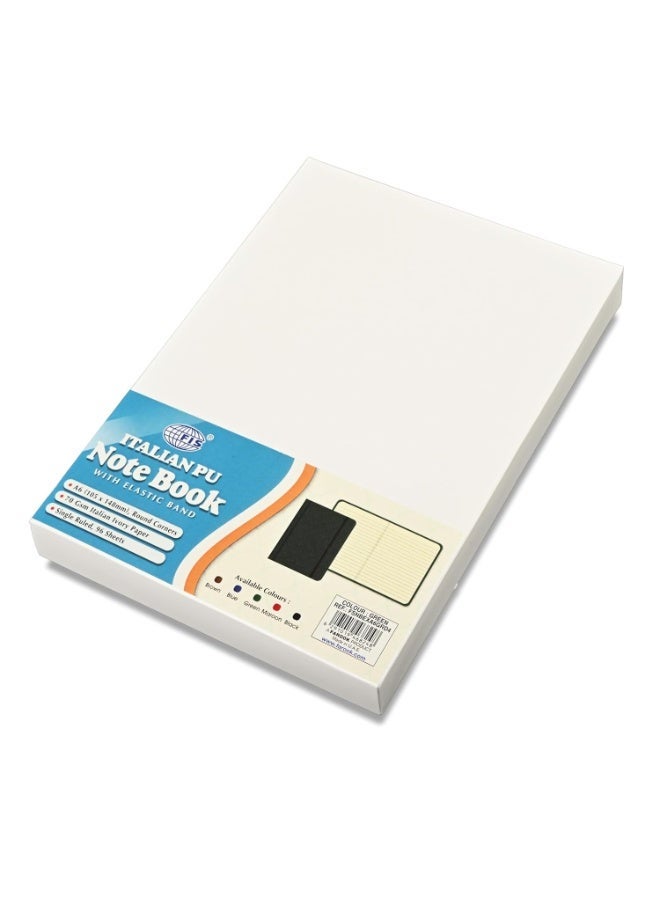 FIS® Executive Notebook, Italian PU Materials, A6 Size(105x148mm,) Round Corners, 96 Sheets, Single Ruled, 70gsm Italian Ivory Paper with Elastic Band Closure, 1 Piece, Green Color-FSNBEXA6GRD4 - Image 3